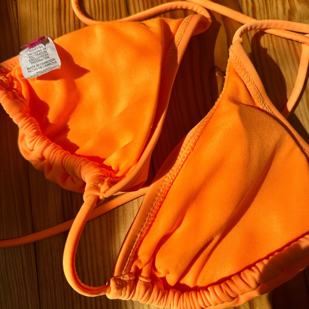 Orange Bikini Top with Straps - Picture 4 of 7